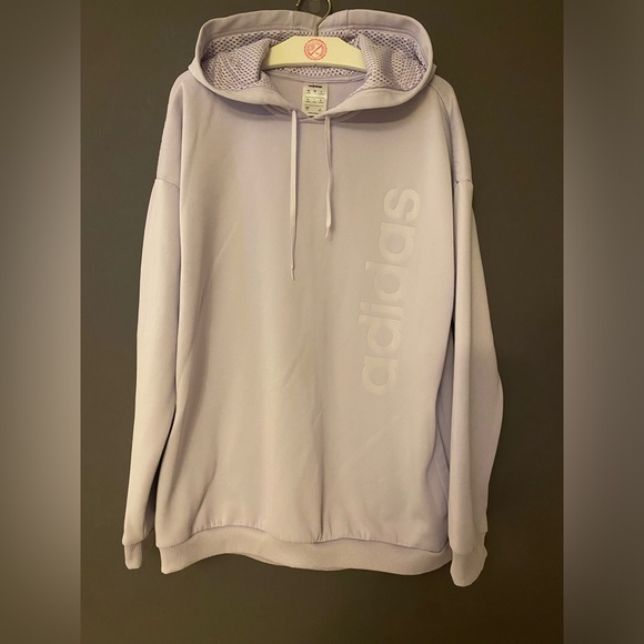 ADIDAS WOMENS GEAR UP AEROREADY PULLOVER HOODIE SWEATSHIRT LILAC PURPLE LOGO LG - Picture 2 of 13